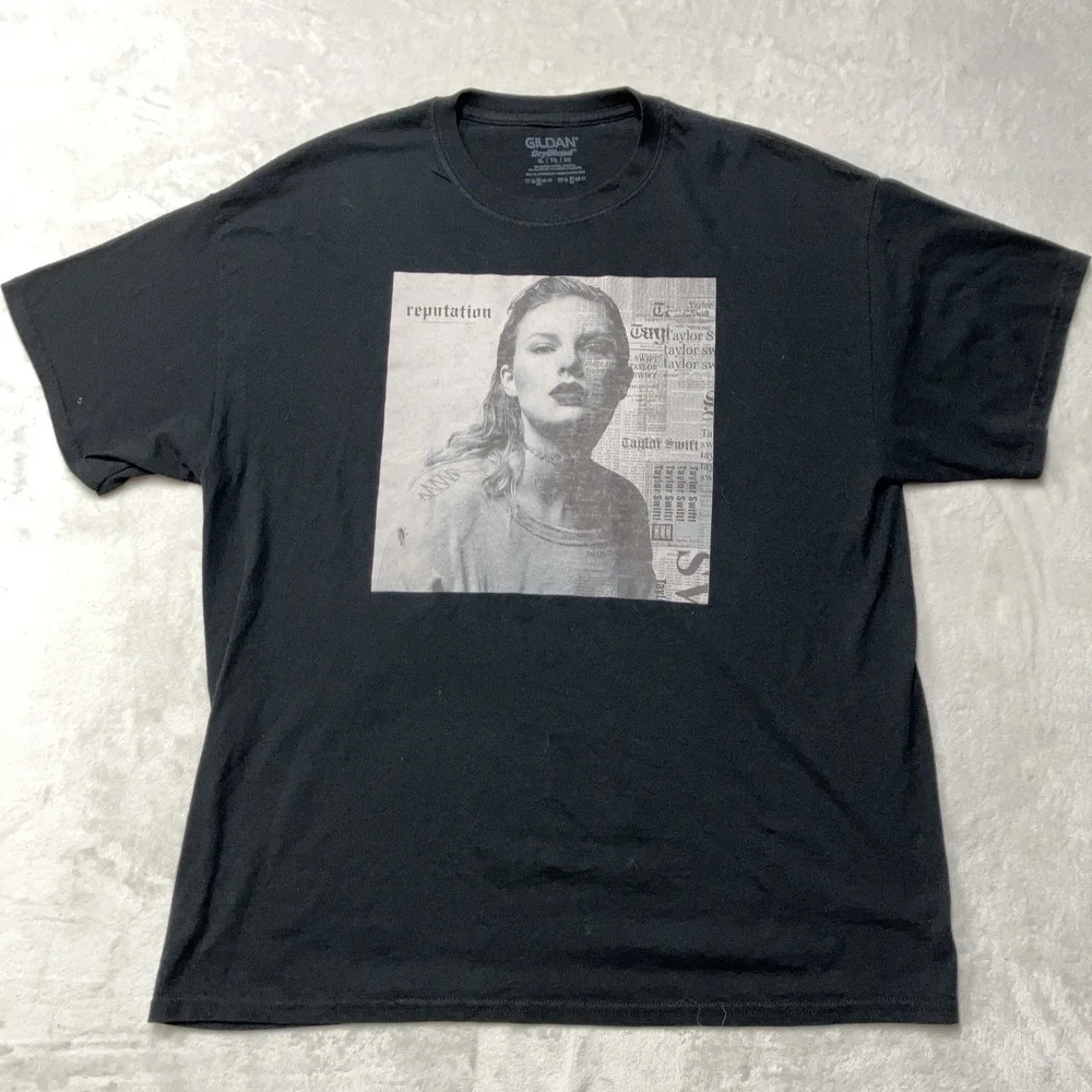 Taylor Swift Reputation Tour Album Cover Black Cotton T-Shirt Adult Size XL